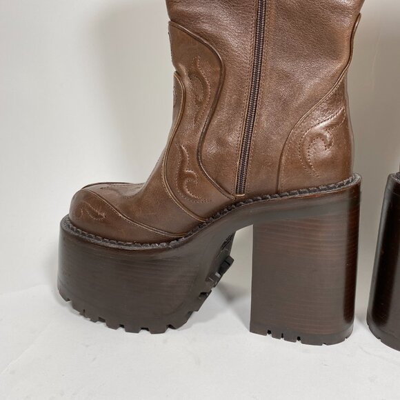 HEAVEN by MARC JACOBS Brown Leather 'Margaret' Platform Boots   *AS IS* - Picture 12 of 15